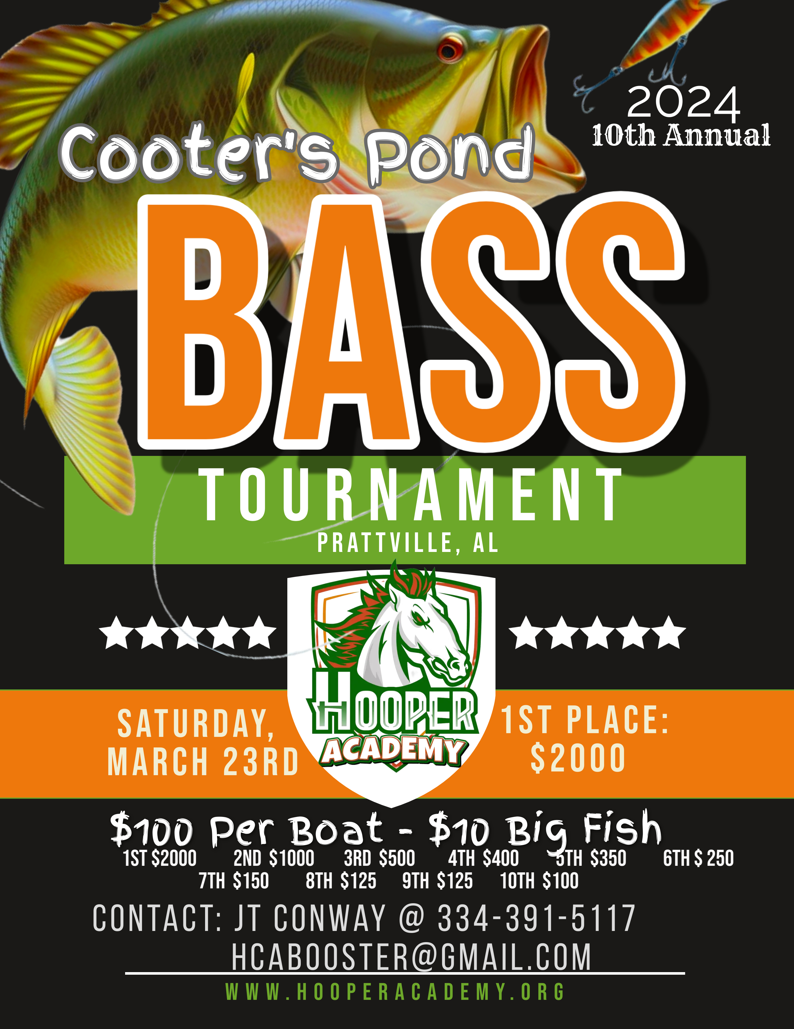 Join us for Hooper's 10th Annual Bass Tournament!